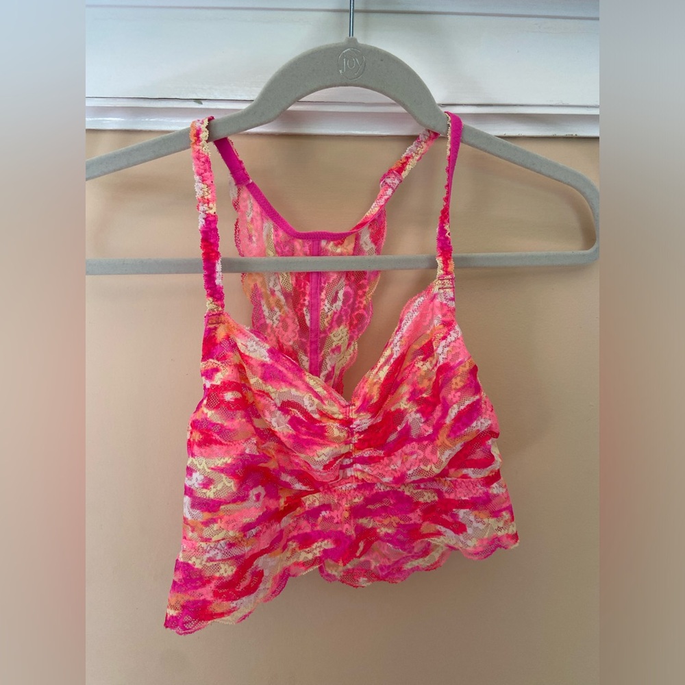 PINK Victoria's Secret Pink and Orange Lace Bralette